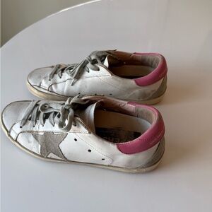 Golden Goose White and Pink Sneakers